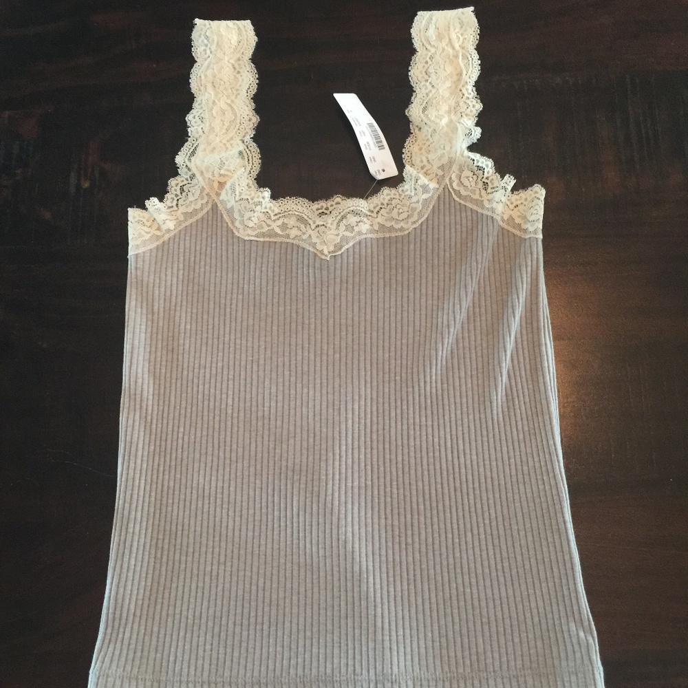 J Crew Ribbed Lace Tank Top